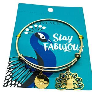 Giftcraft Peacock Bangle Bracelet 40923 Womens Gold Tone Stay Fabulous